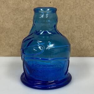 VTG Wheaton NJ Blue Glass Bottle Original Pocahontas Indian Herbs
